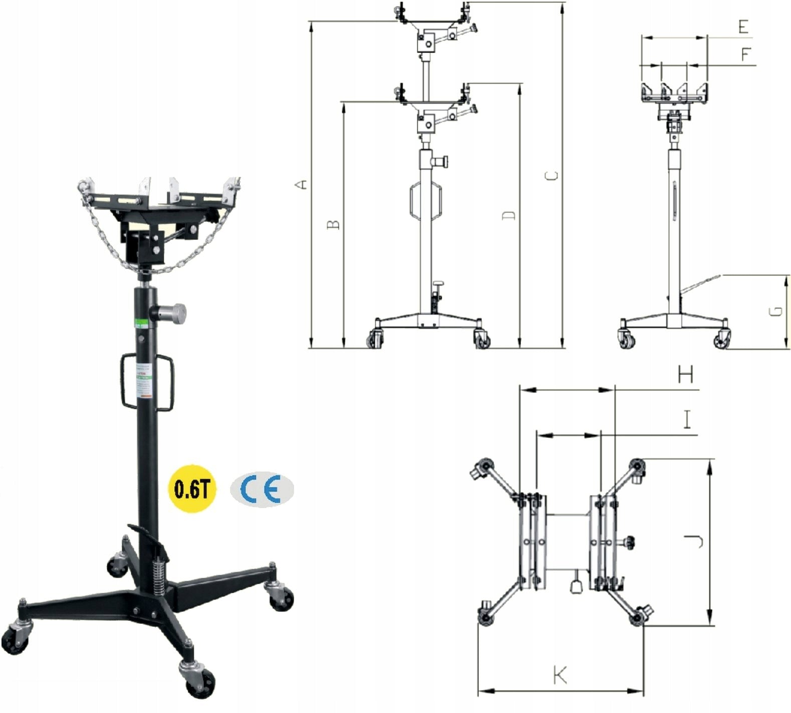 GEARBOX LIFTER 500KG 1180-1980MM WITH ADJUSTABLE BASE NW MGS0 Manufacturer code MGS0102B