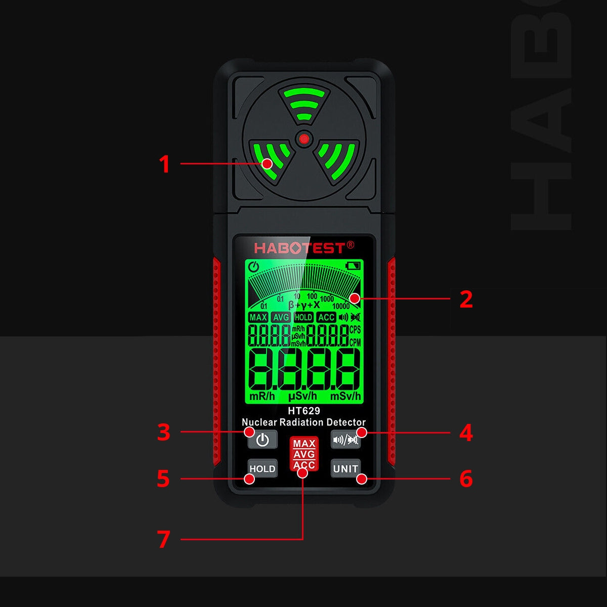 GEIGER COUNTER DOSIMETER PERS. NUCLEAR RADIATION METER BETA GAMMA Power supply batteries