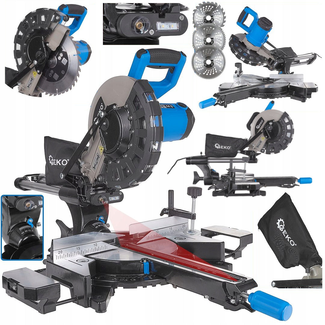 GEKO SLASH WITH FEED CUTTER BEVEL SAW 2000W 255mm + LASER G80821