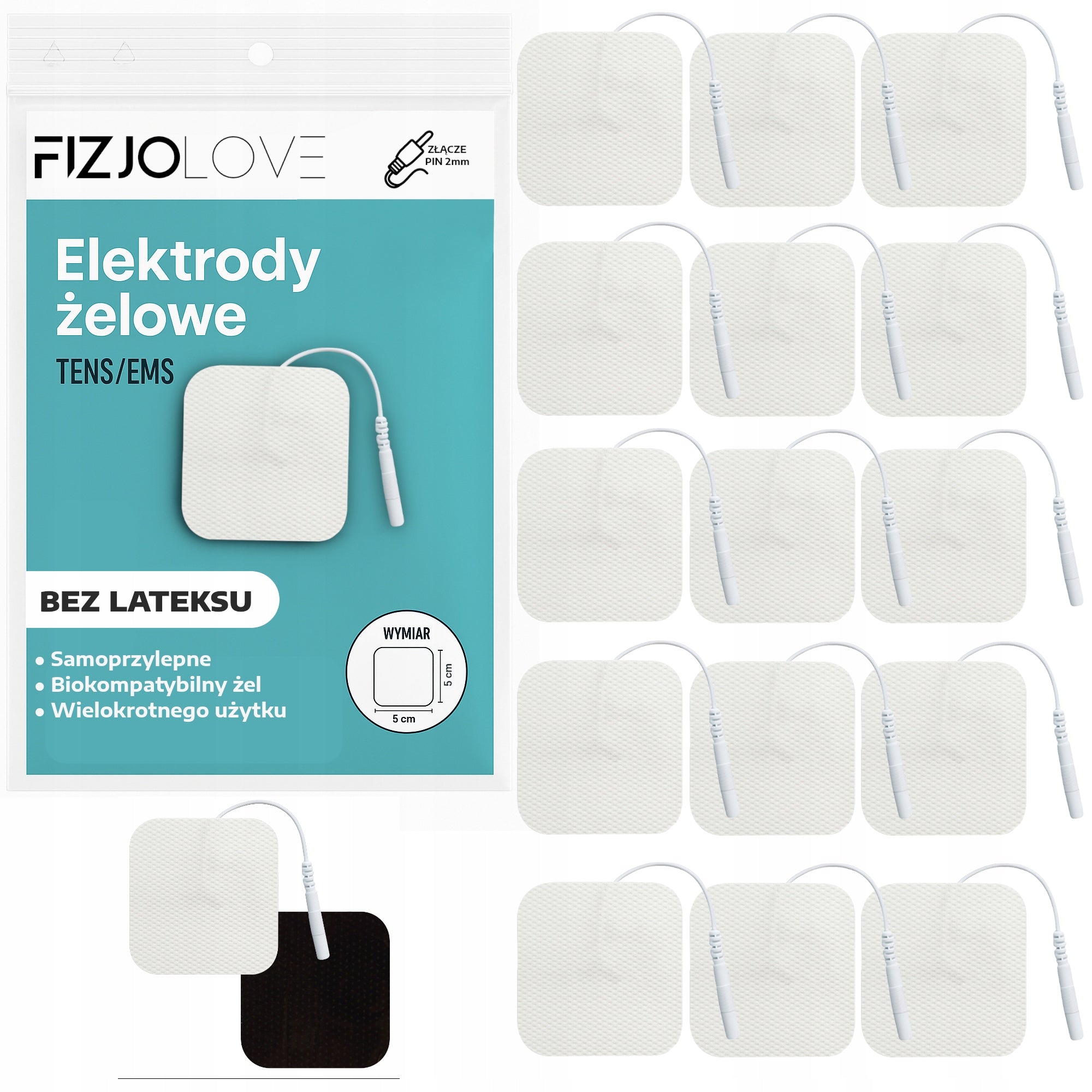 GEL ELECTRODES TENS EMS ELECTROSTIMULATOR OVERLAY 16 pcs 5x5 cm pad