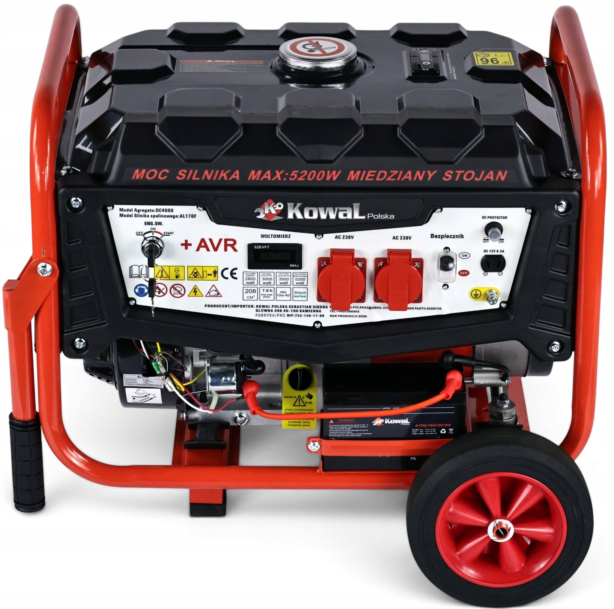 GENERATOR SET 5,2kW ELE-START AVR+ COPPER STATOR blacksmith hour counter Manufacturer code A3 PRO