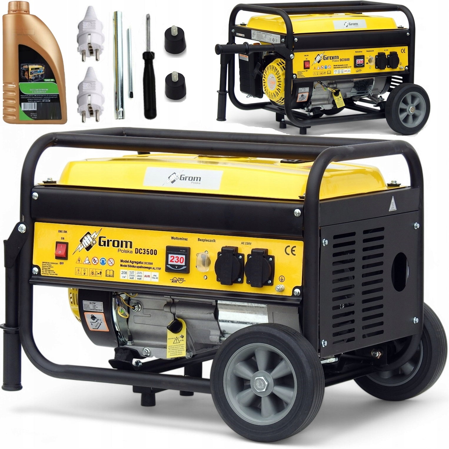 GENERATOR SET 5200W GROM POWER GENERATOR POLISH BRAND +WHEELS, AVR+