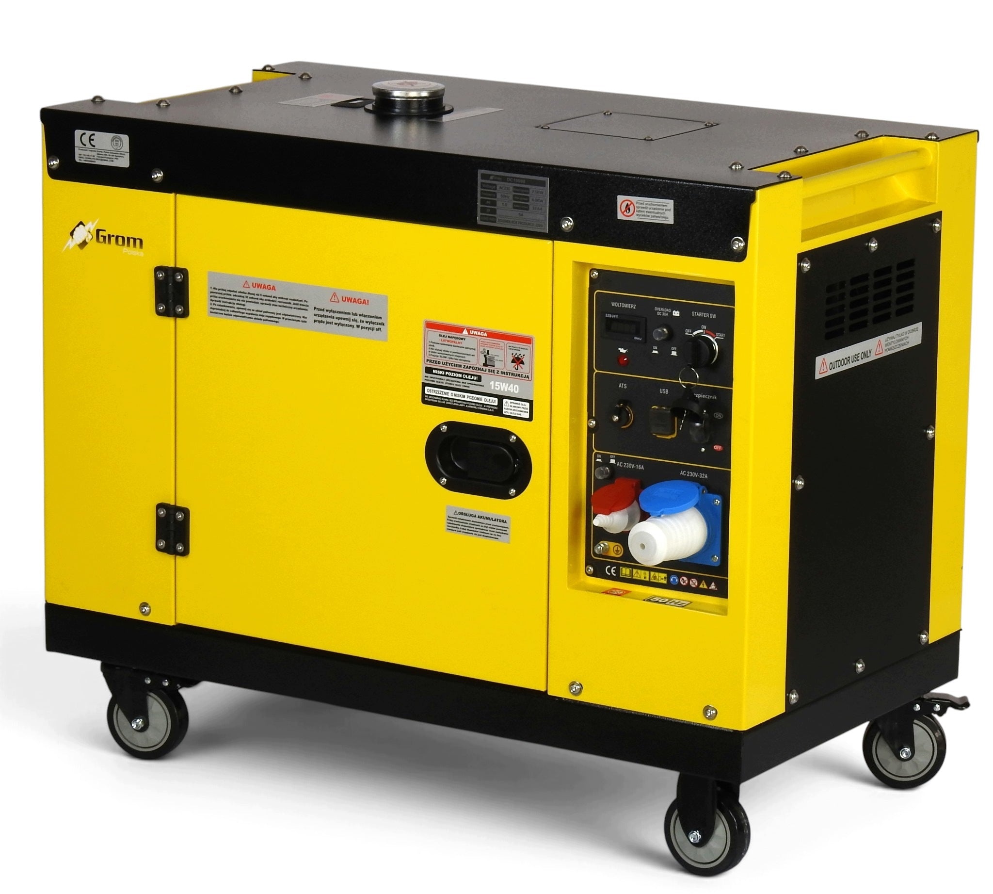 GENERATOR SET 8KW diesel GROM copper stator + rotor ATS/SZR QUIET AVR+ Manufacturer code GROM A26