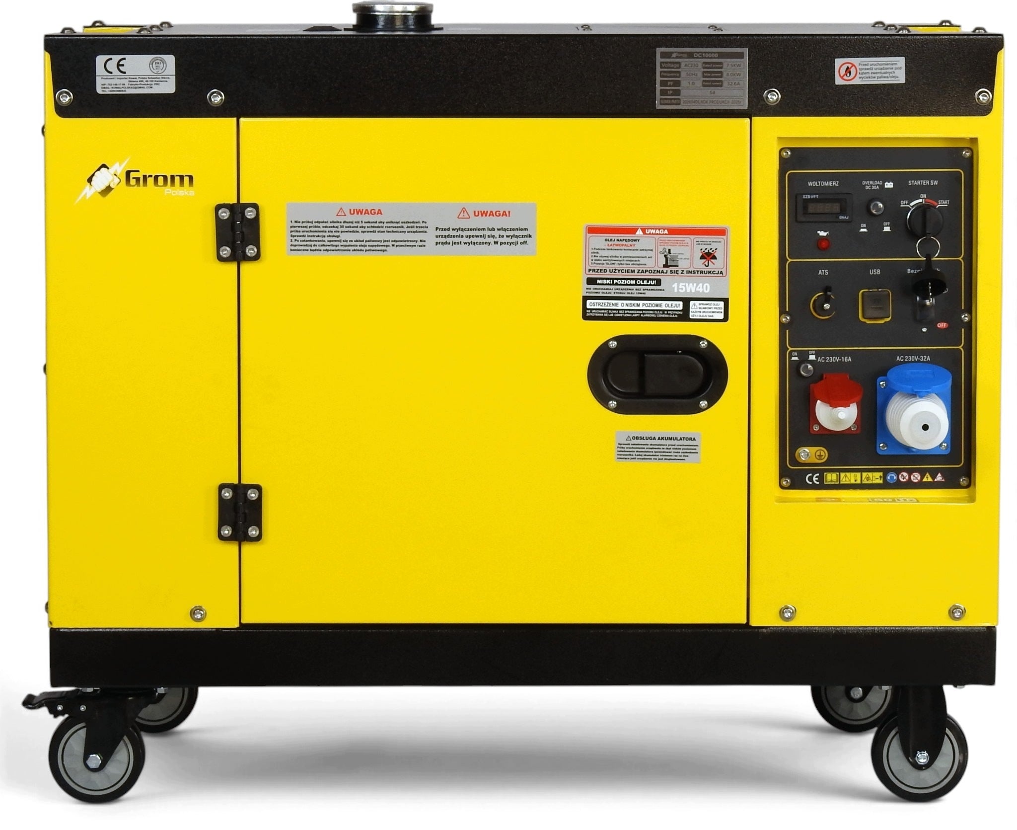 GENERATOR SET 8KW diesel GROM copper stator + rotor ATS/SZR QUIET AVR+ Packaging status original