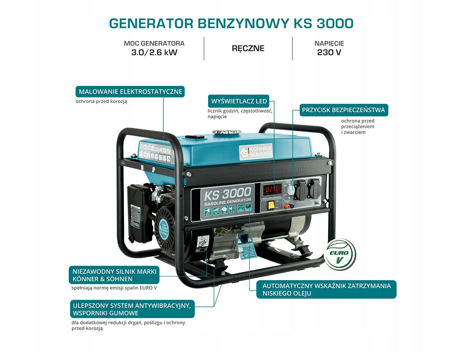 GENERATOR SET KS3000 BENZOIN KS 3000W 44KG COPPER GENERATOR Manufacturer code KS3000