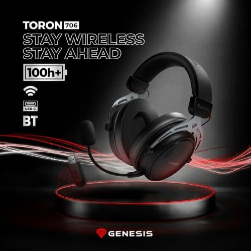 GENESIS TORON 706 WIRELESS ON-EAR HEADPHONES FOR GAMING BLACK Model SWC5908201274556