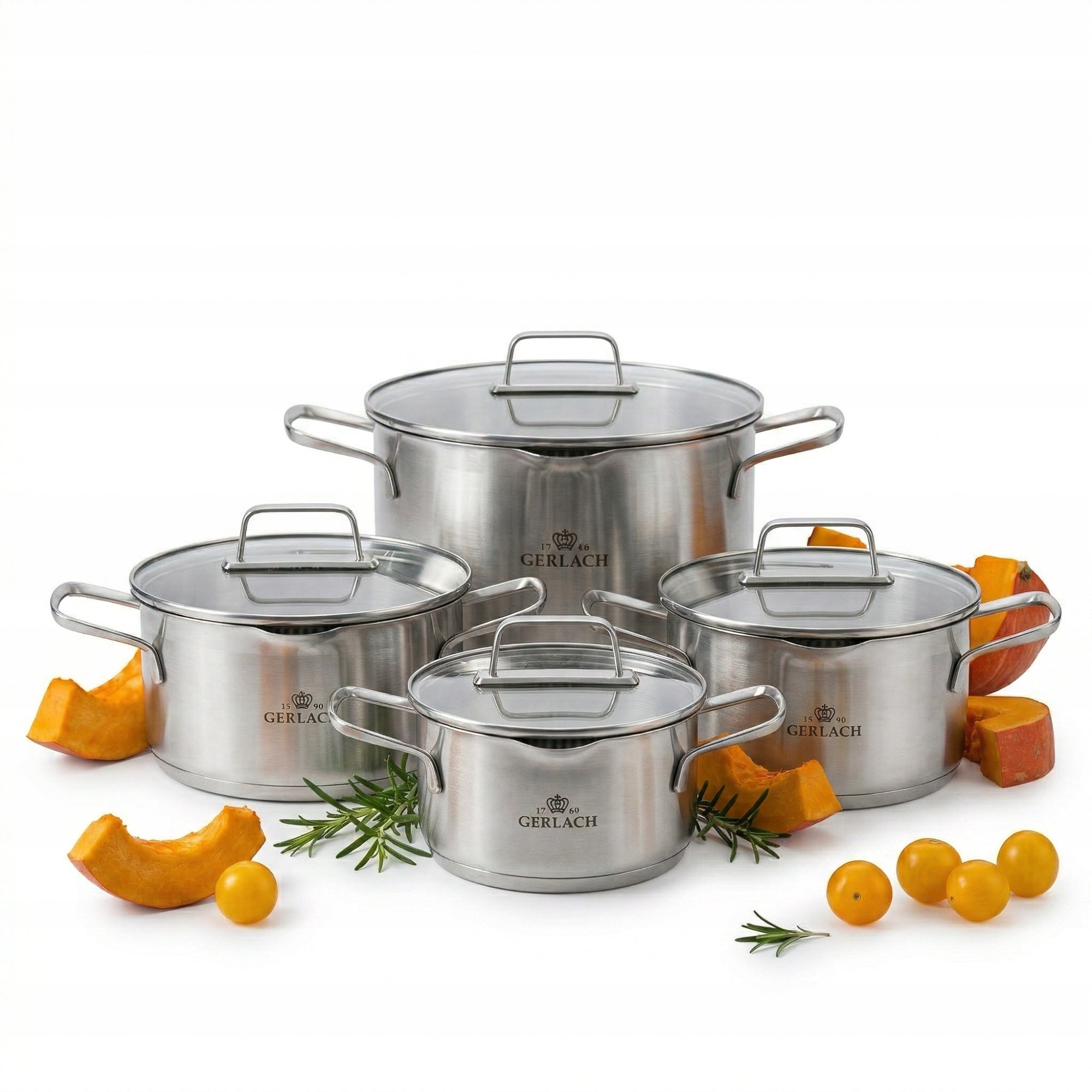 GERLACH AMBIENTE Set of pots with lids 8 el. / stainless steel