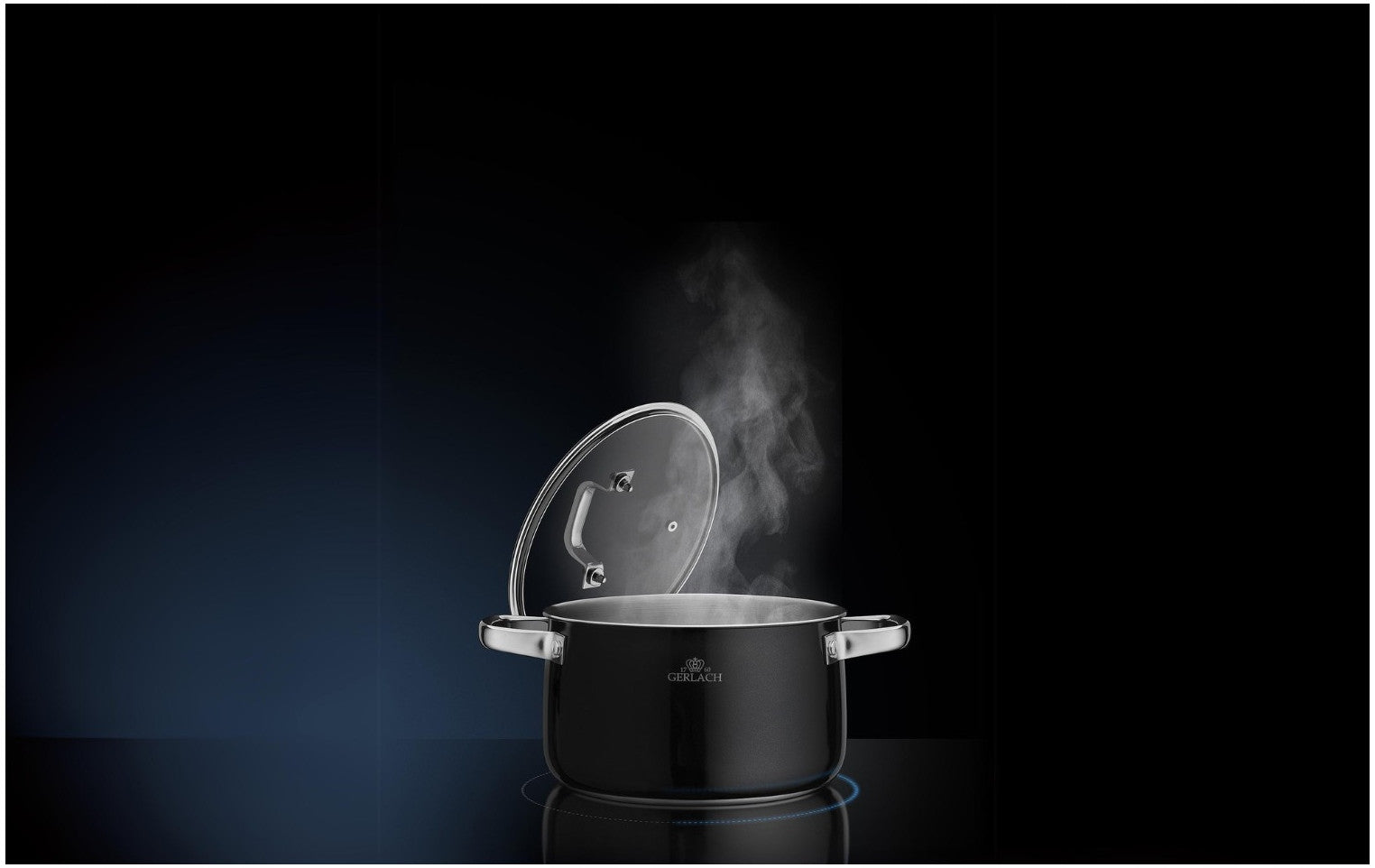 GERLACH SET OF EMAILED POTS WITH LIDS INDUCTION GAS 6EL BLACK Manufacturer code 329