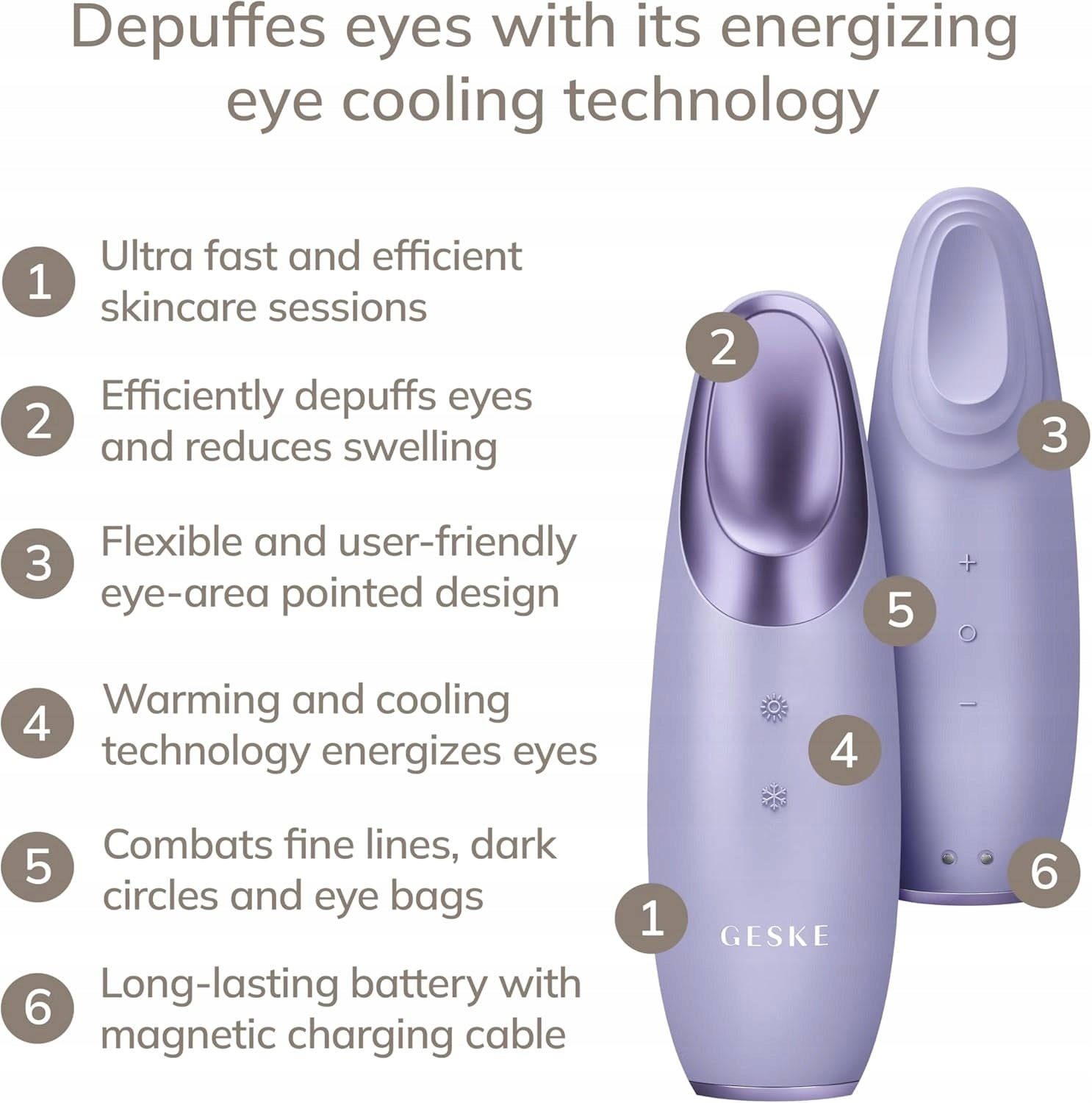 GESKE MULTIFUNCTIONAL VIBRATION MASSAGER FOR FACE COOL&WARM 6IN1 violet Brand Geske