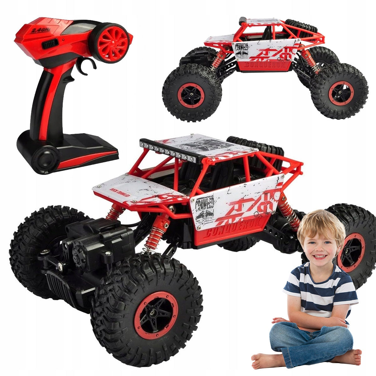 GIANT POWERFUL RC CAR 4X4 SUSPENSION 1:18 RED BABY NEW, unisex Brand no brand