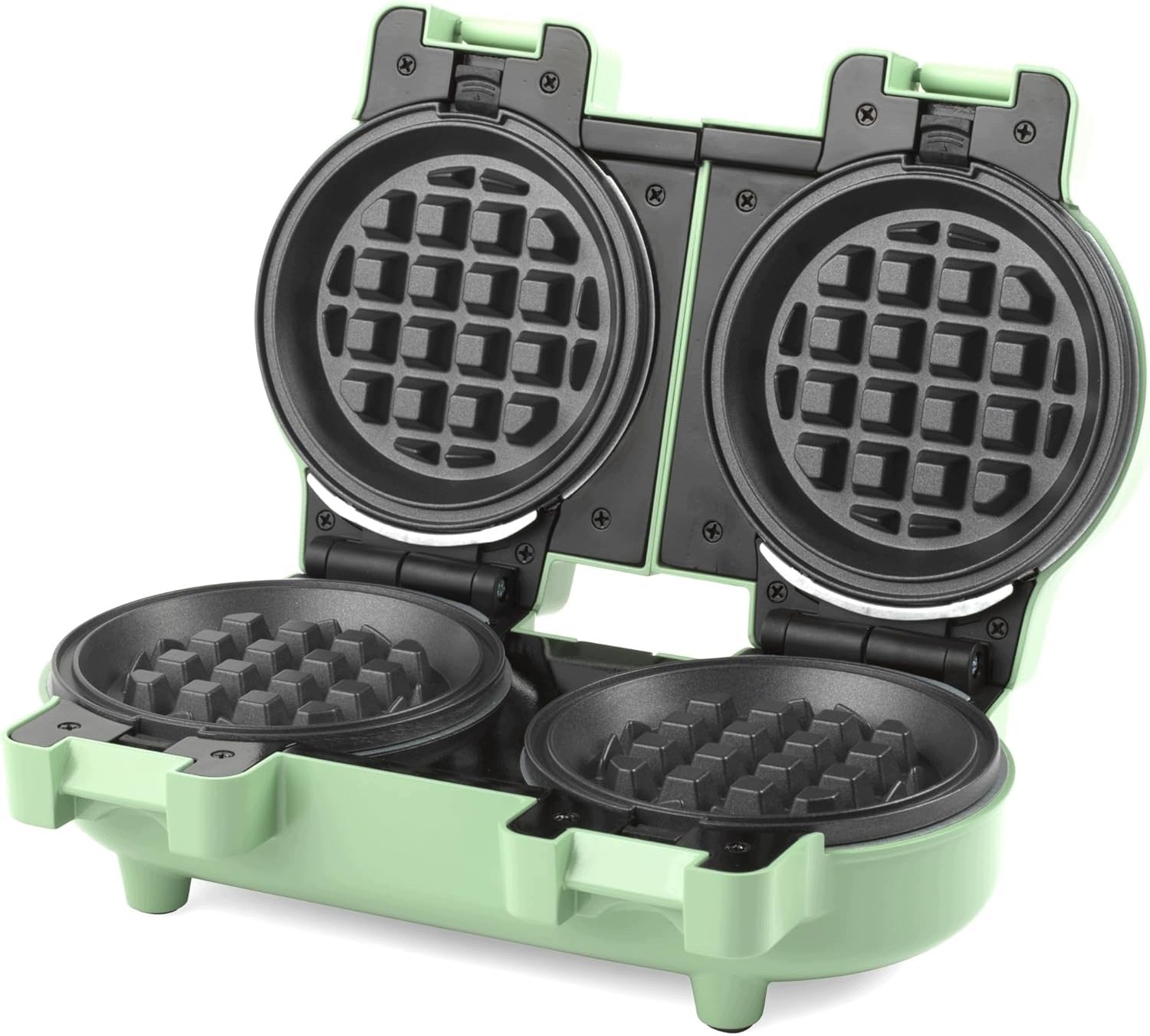 GILES & POSNER DOUBLE MINI WAFFLE IRON 1100W REMOVABLE PLATES GREEN