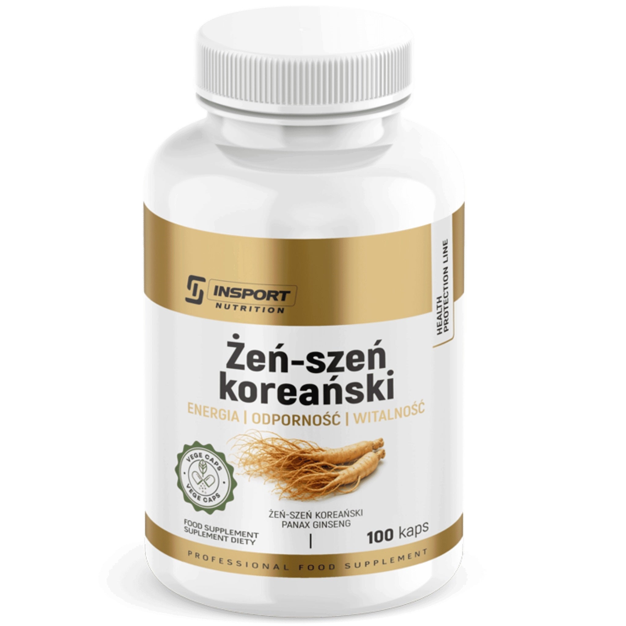 GINSENG Korean 1000 mg 100 kap Vitality Stress Memory Energy | INSPORT Medical device no