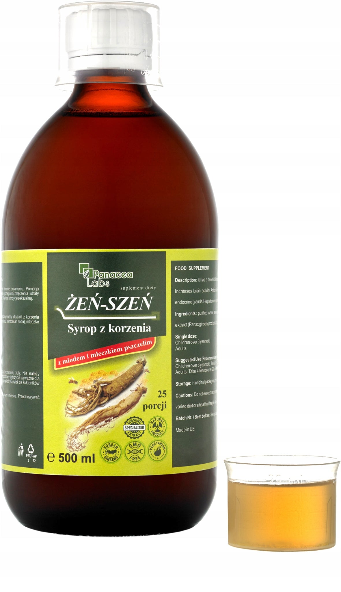 GINSENG Root syrup energy vitality 500 ml Panacea Labs