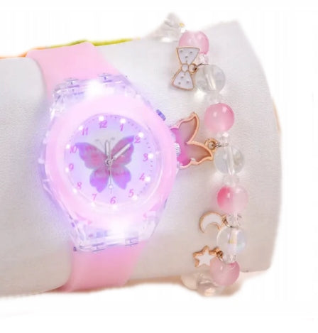 GIRL'S WATCH WITH STRAP GLOWING + BUTTERFLY BRACELET 1713