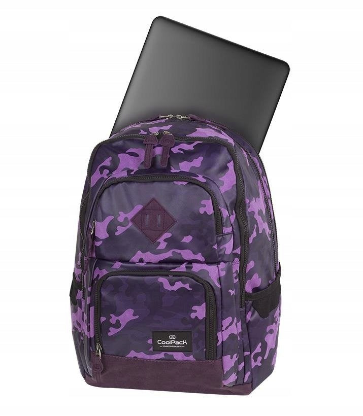 GIRLS BACKPACK FOR SCHOOL CAMO PURPLE SOLID Dimensions large (A4 size)