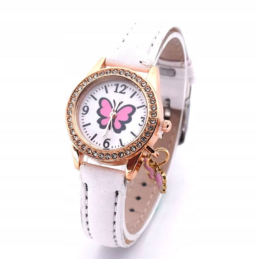 GIRLS' WATCH WITH BUTTERFLY STRAP WHITE 1430