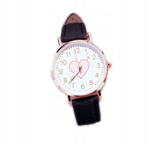 GIRLS' WATCH WITH STRAP HEART BLACK 1697