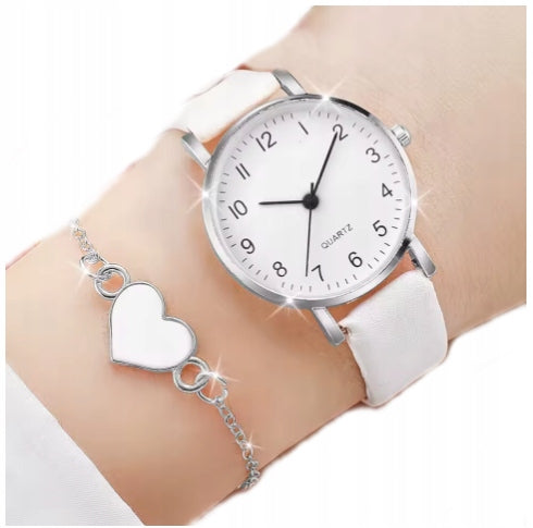 GIRLS' WATCH WITH STRAP WHITE COMMUNION + HEART BRACELET 1720