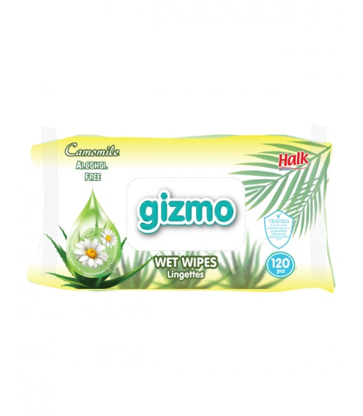 GIZMO WET WIPES CHAMOMILE 120 PACK WITH CLIP