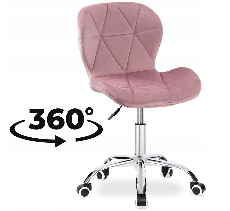 GLAM office chair pink velour swivel chrome adjustable ergonomic Packaging status original