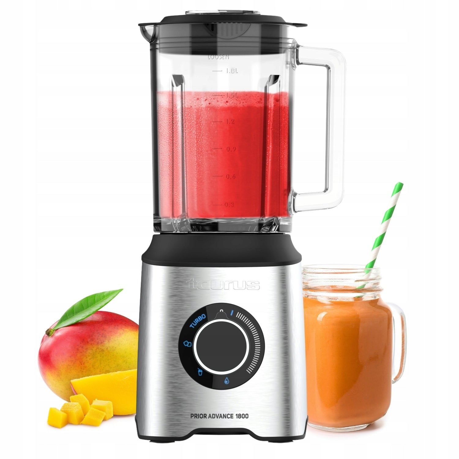 GLASS BLENDER FOR SMOOTHIE COCKTAILS Taurus Prior Advance 1800W