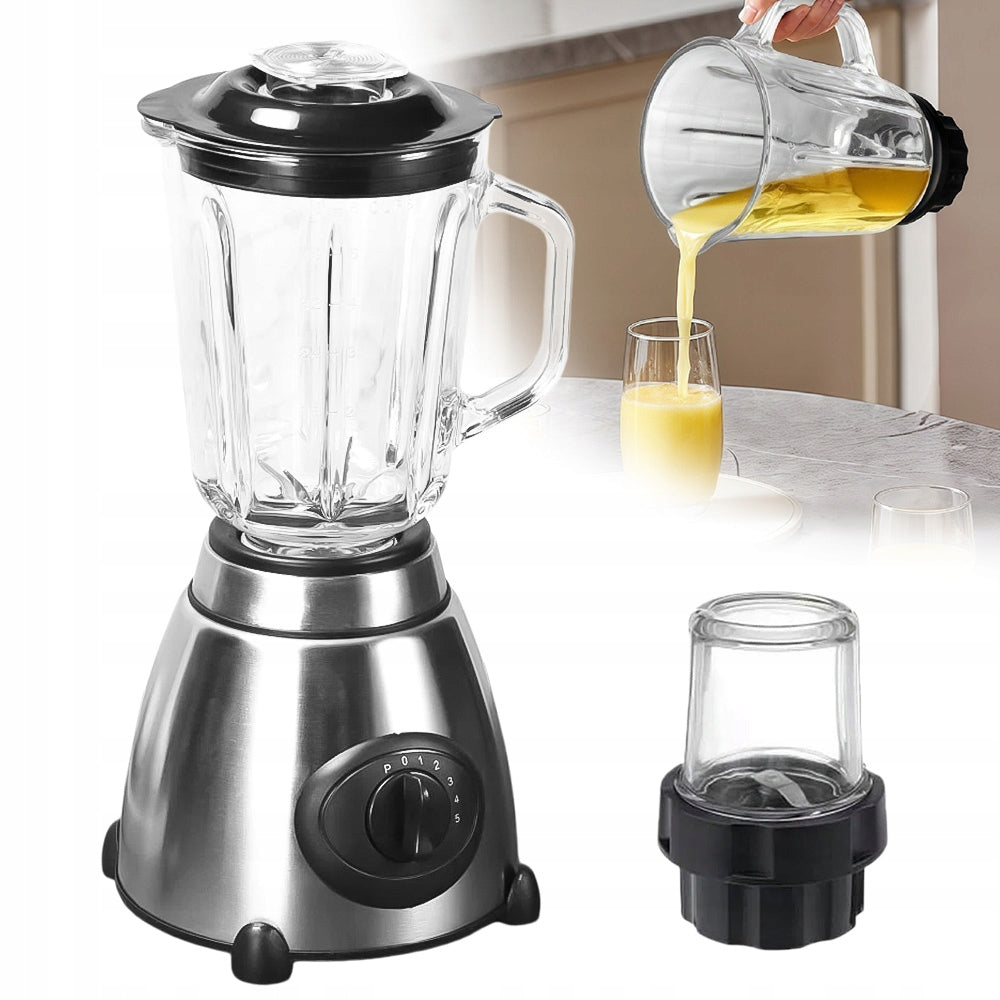 GLASS CUP BLENDER 1,5L SMOOTHIE COCKTAIL MIXER TITANIUM BLADES