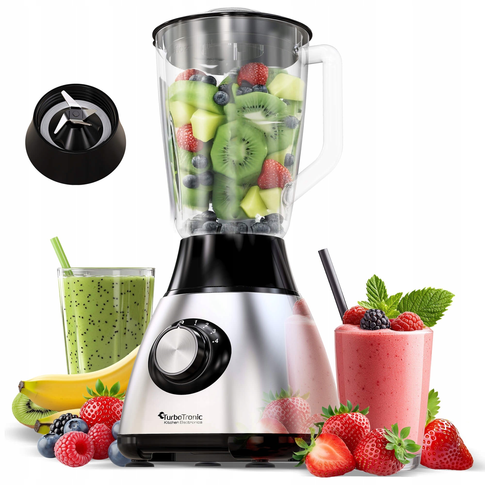 GLASS CUP BLENDER FOR COCKTAILS TURBO GO MAX 1200W CRUSHES ICE Brand TurboTronic