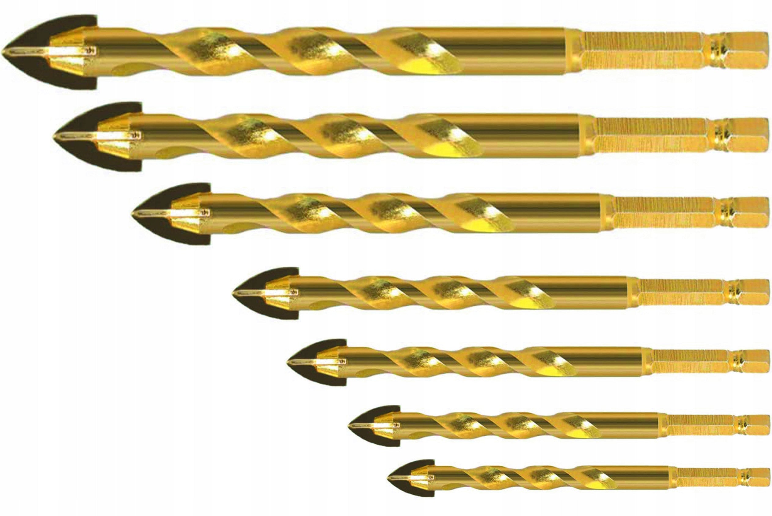 GLASS DRILL BITS CERAMIC TILES STONEWARE DRILL BIT 3-12MM 7 PCS HEX 1/4" PROFI