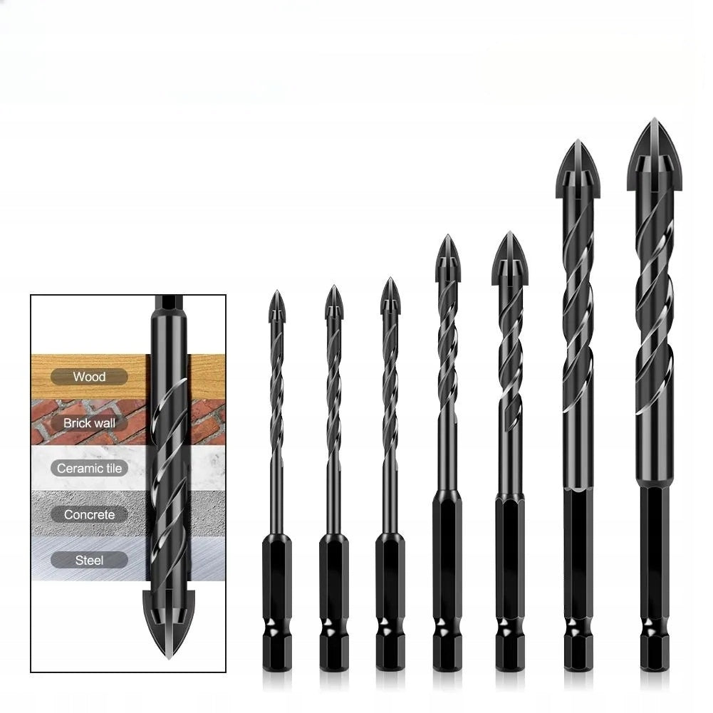 GLASS DRILL BITS CERAMIC TILES STONEWARE DRILL BIT 3-12MM 7 PCS HEX 1/4" PROFI