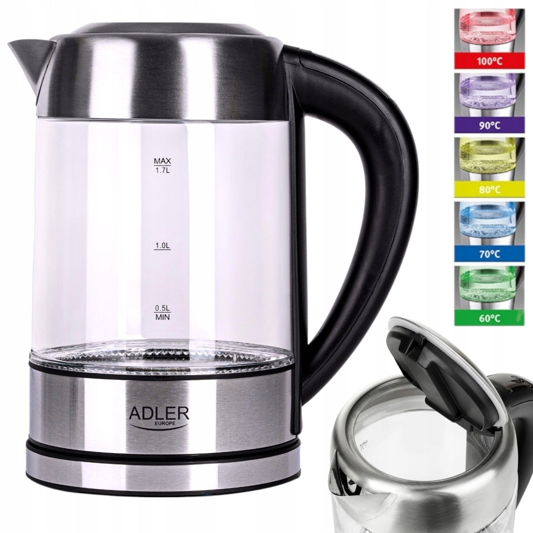 GLASS KETTLE 1,7L 2200W TEMPERATURE CONTROL BACKLIGHT