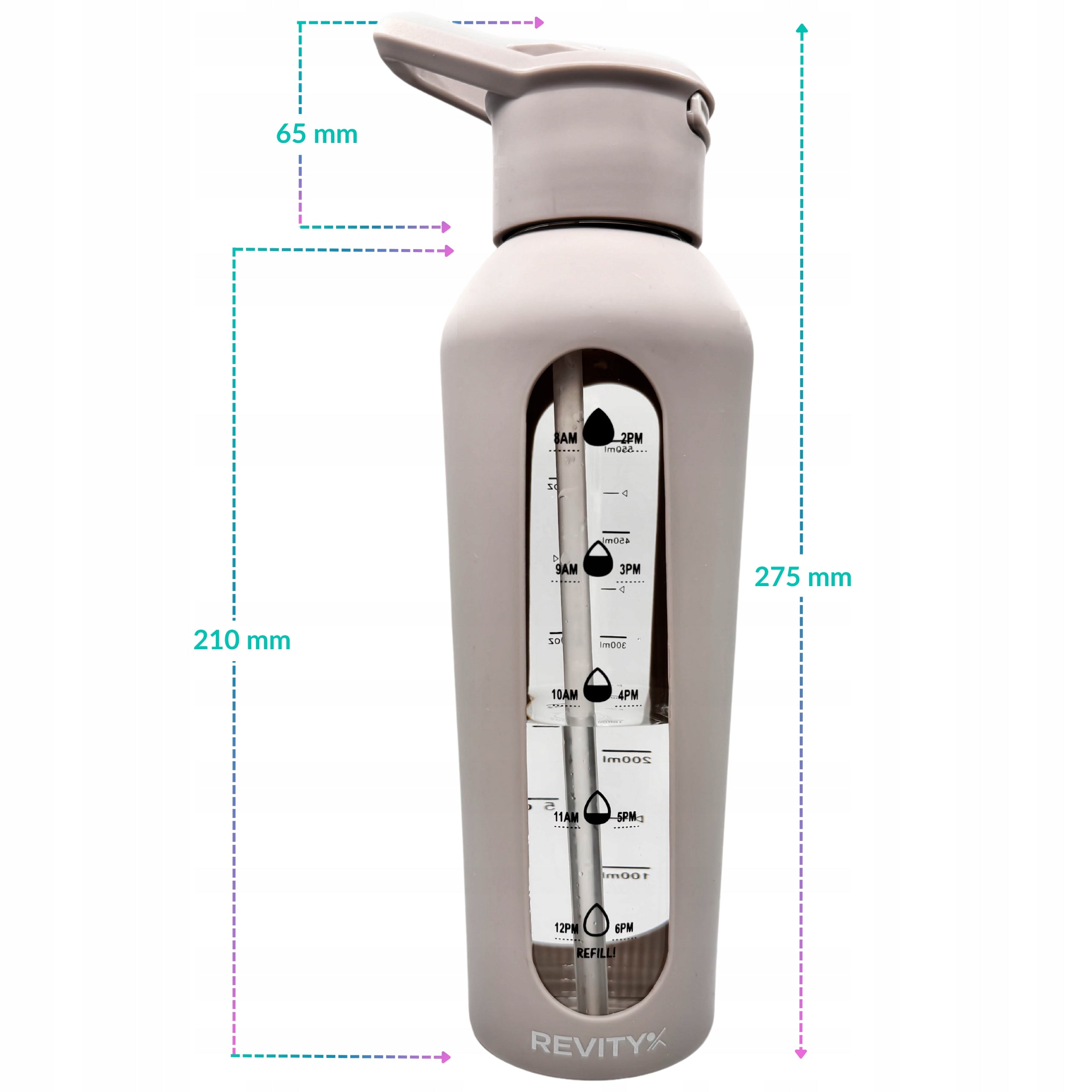 GLASS MOTIVATIONAL WATER BOTTLE REUSABLE DURABLE LEAKPROOF WITH STRAW Manufacturer code Bidon sportowy szklany na fitness na siłownię
