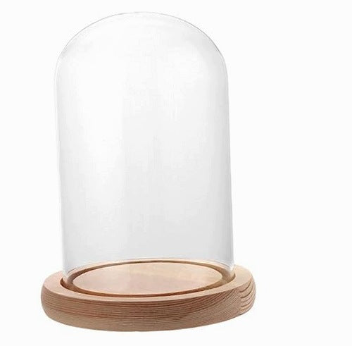 GLASS SHADE WITH WOODEN BASE BELL DECORATIVE GIFT wooden