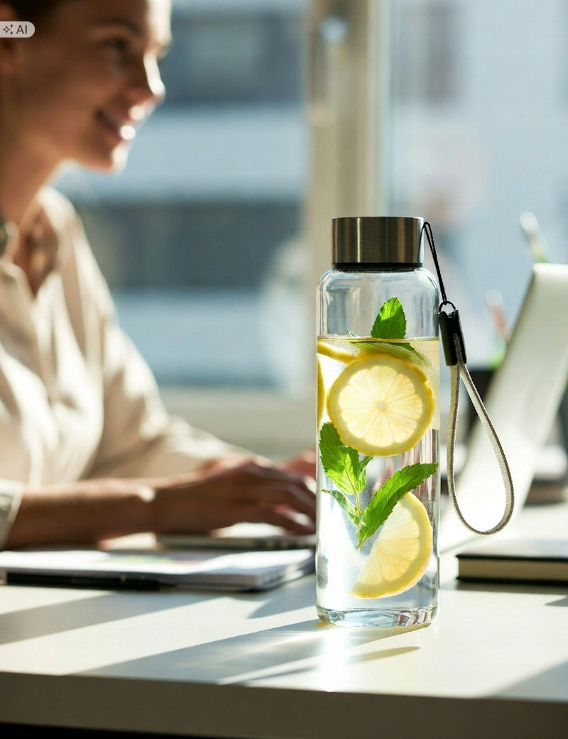 GLASS WATER BOTTLE 500ml ECO WATER BOTTLE FOR DRINKS JUICE 0,5L COLOURLESS Packaging status original