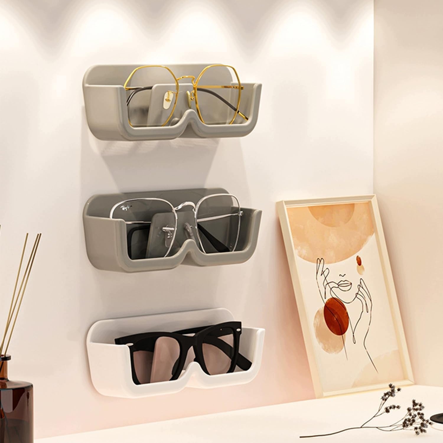 GLASSES HOLDER 6 PIECES WALL SELF-ADHESIVE PLASTIC PENDANT Brand no brand