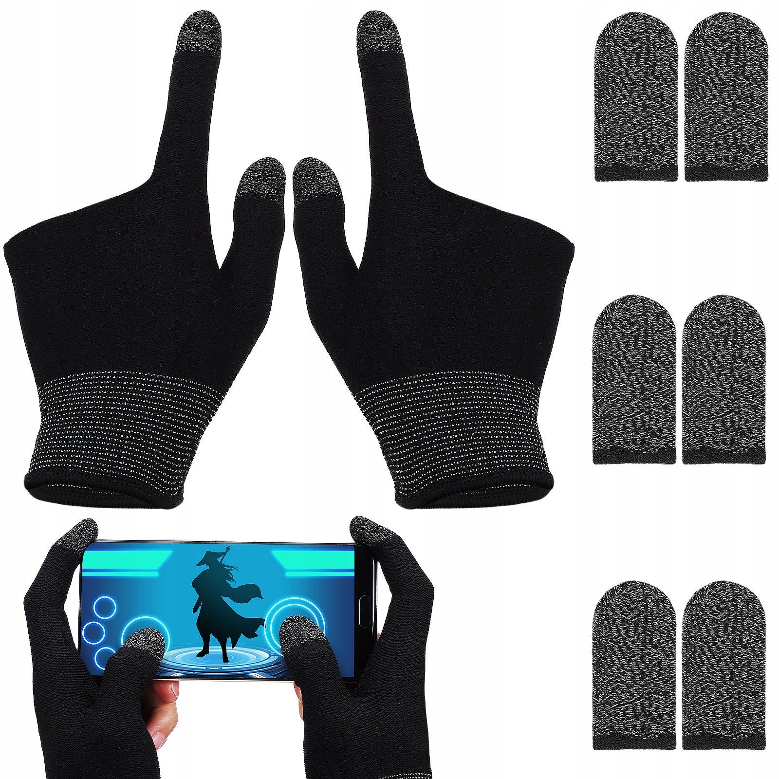 GLOVE FINGER COTS GLOVES PROTECTORS FINGERS Color black