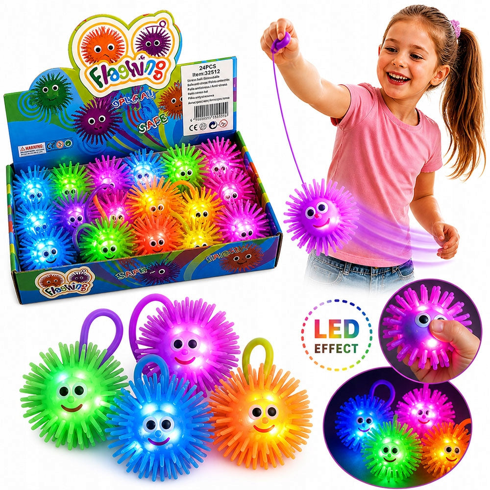GLOWING BALL WITH SPIKES JOJO LED 4CM MIX 24 PCS