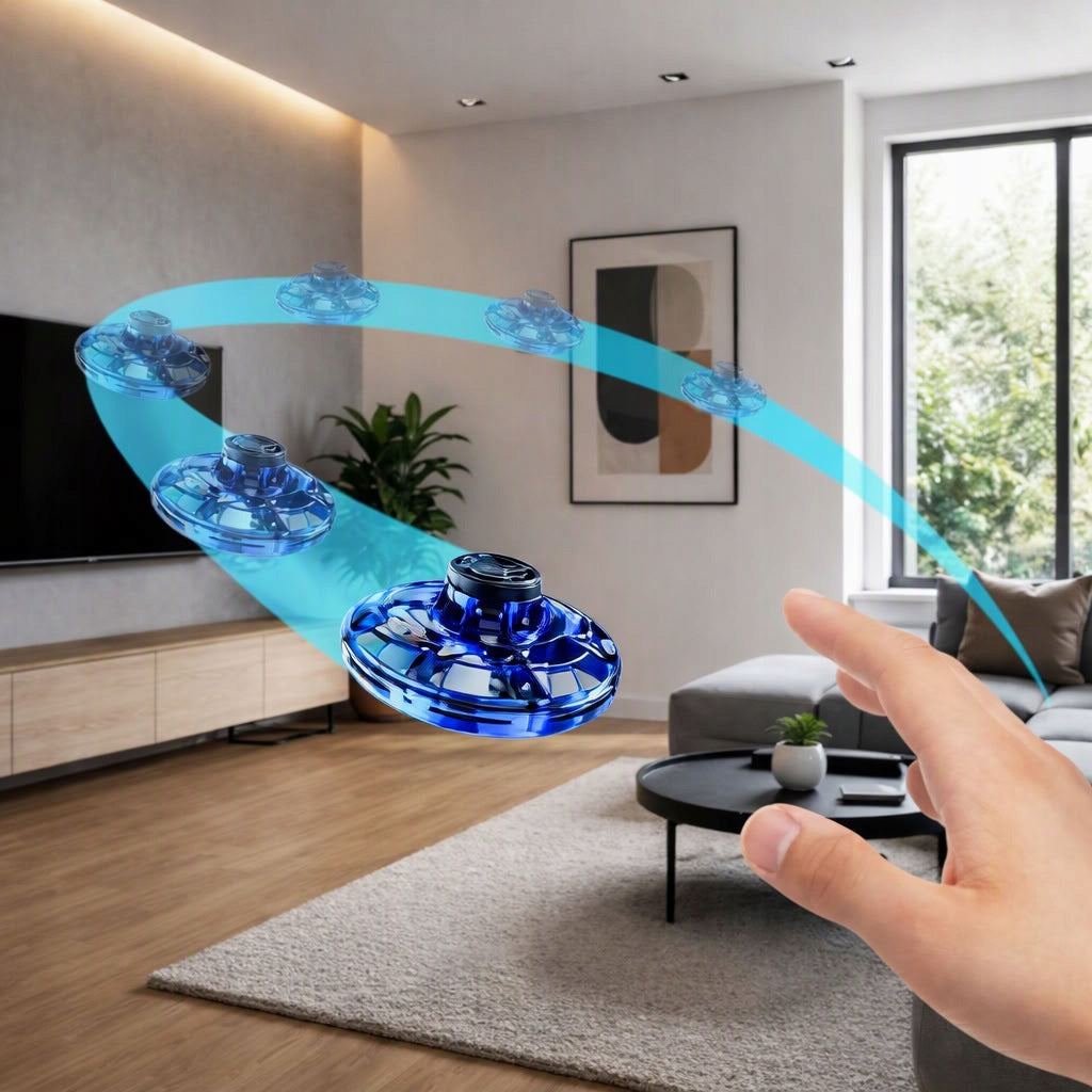 GLOWING SPINNER UFO LED FLYING DISC BOOMERANG TOY USB RECHARGEABLE Packaging status original