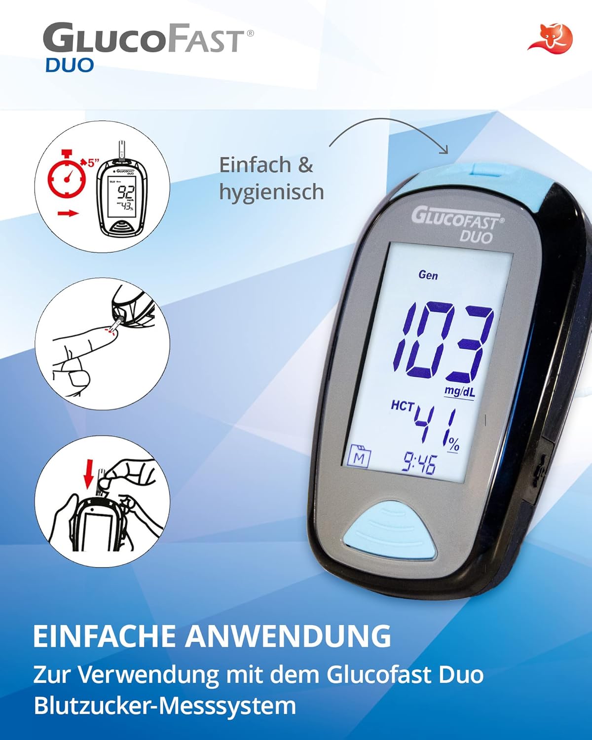 GLUCOFAST Du Set Glucose Meter for Sugar Glucose Measurement Tester Packaging status original