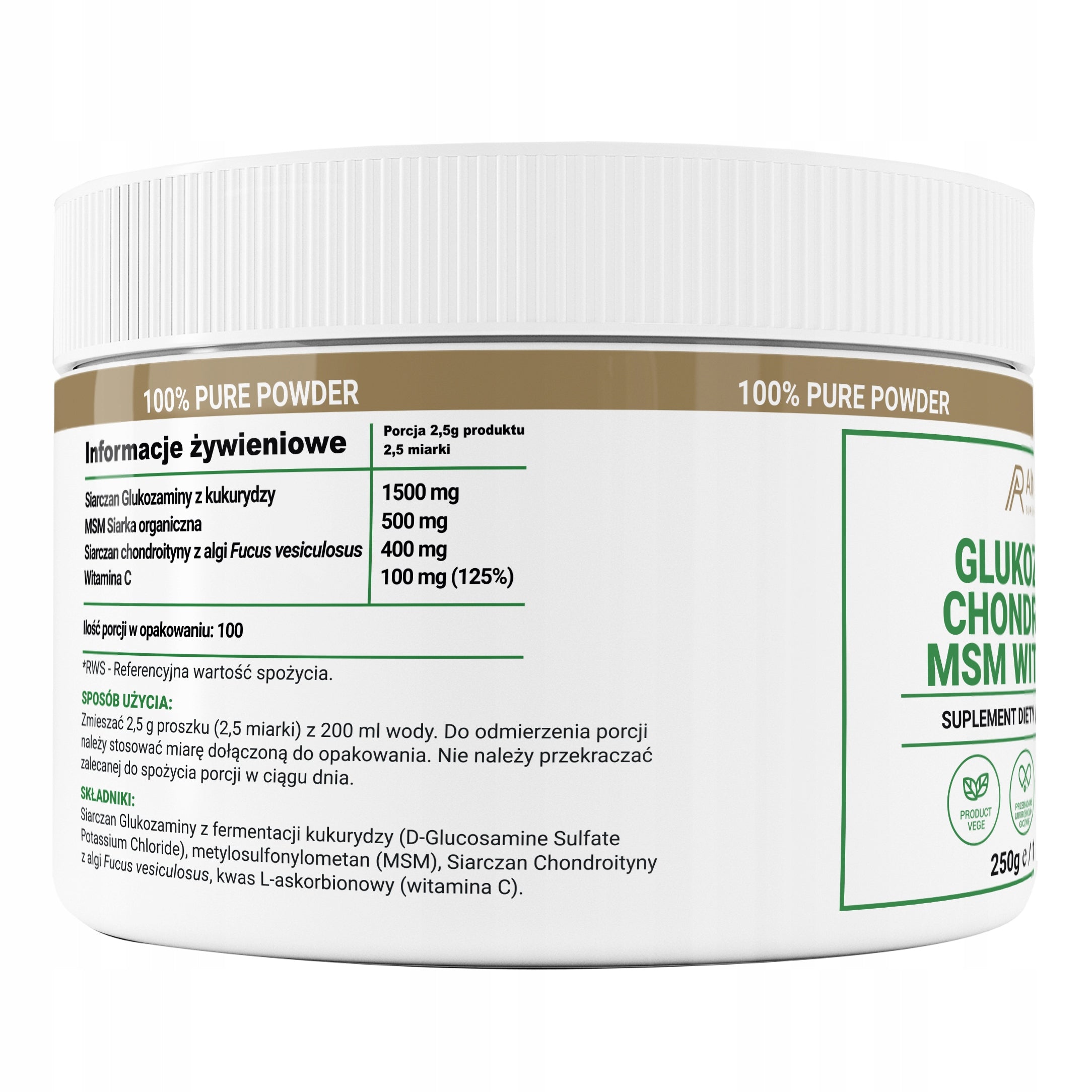 GLUCOSAMINE CHONDROITIN MSM VITAMIN C WEGE 250g Manufacturer code 5905370180077
