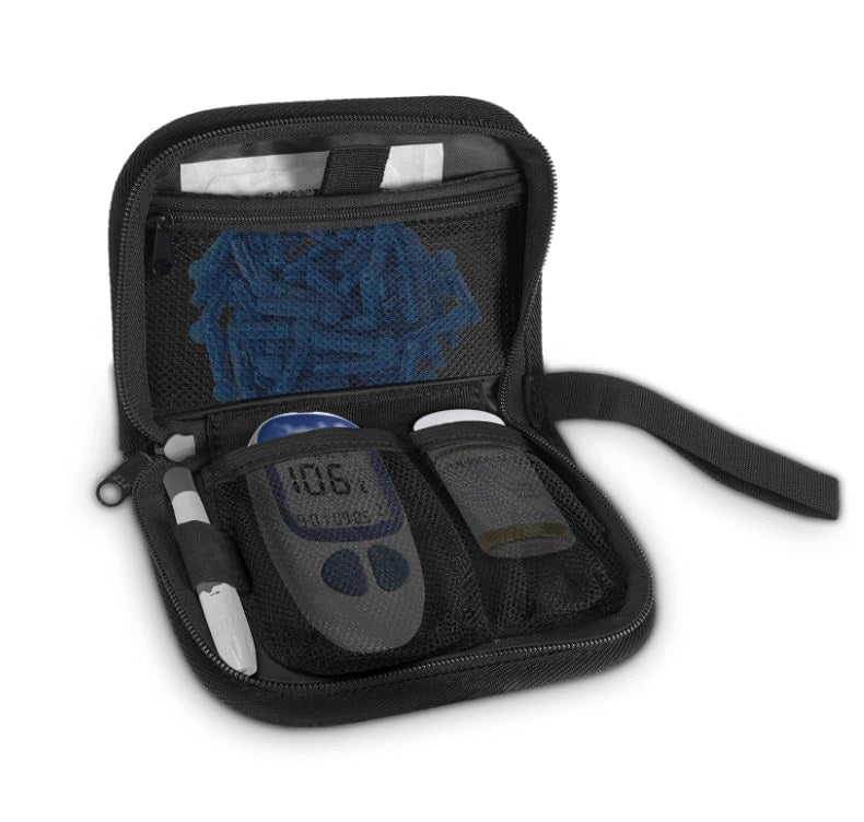 GLUCOSE METER BAG WITH ZIPPER COMPACT ORGANIZER