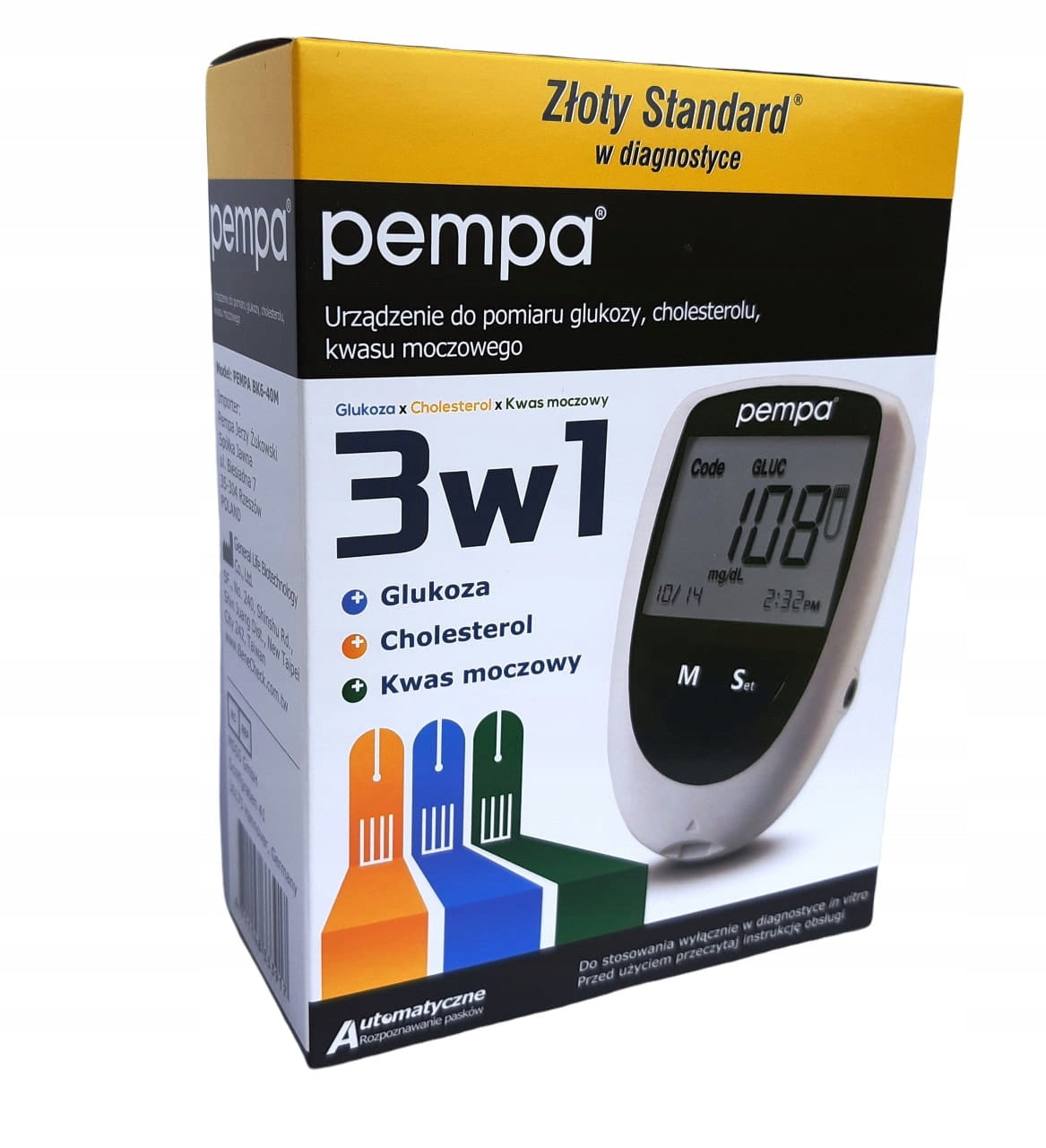 GLUCOSE METER BENECHECK 3IN1PEMPA Curkier Cholesterol Uric Acid + 25 LANCET Packaging status original