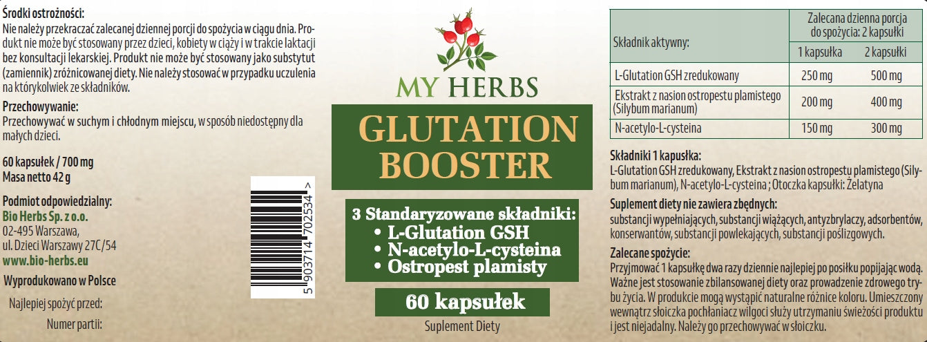 GLUTATHIONE BOOSTER 3 STANDARDIZED INGREDIENTS 60 capsuleS LIVER Medical device no