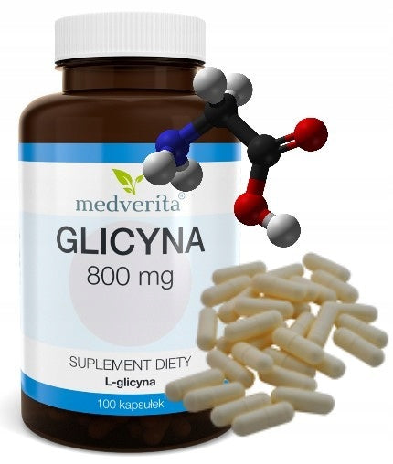 GLYCINE 800mg L-glycine Amino acid MEMORY FOCUS 100 kaps MEDVERITA