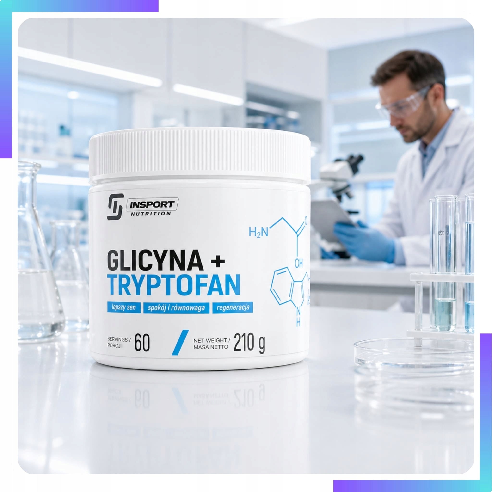 GLYCINE + TRYPTOPHAN 210g for SLEEP Nervous system MUSCLE STRESS | INSPORT Manufacturer's flavor naturalny
