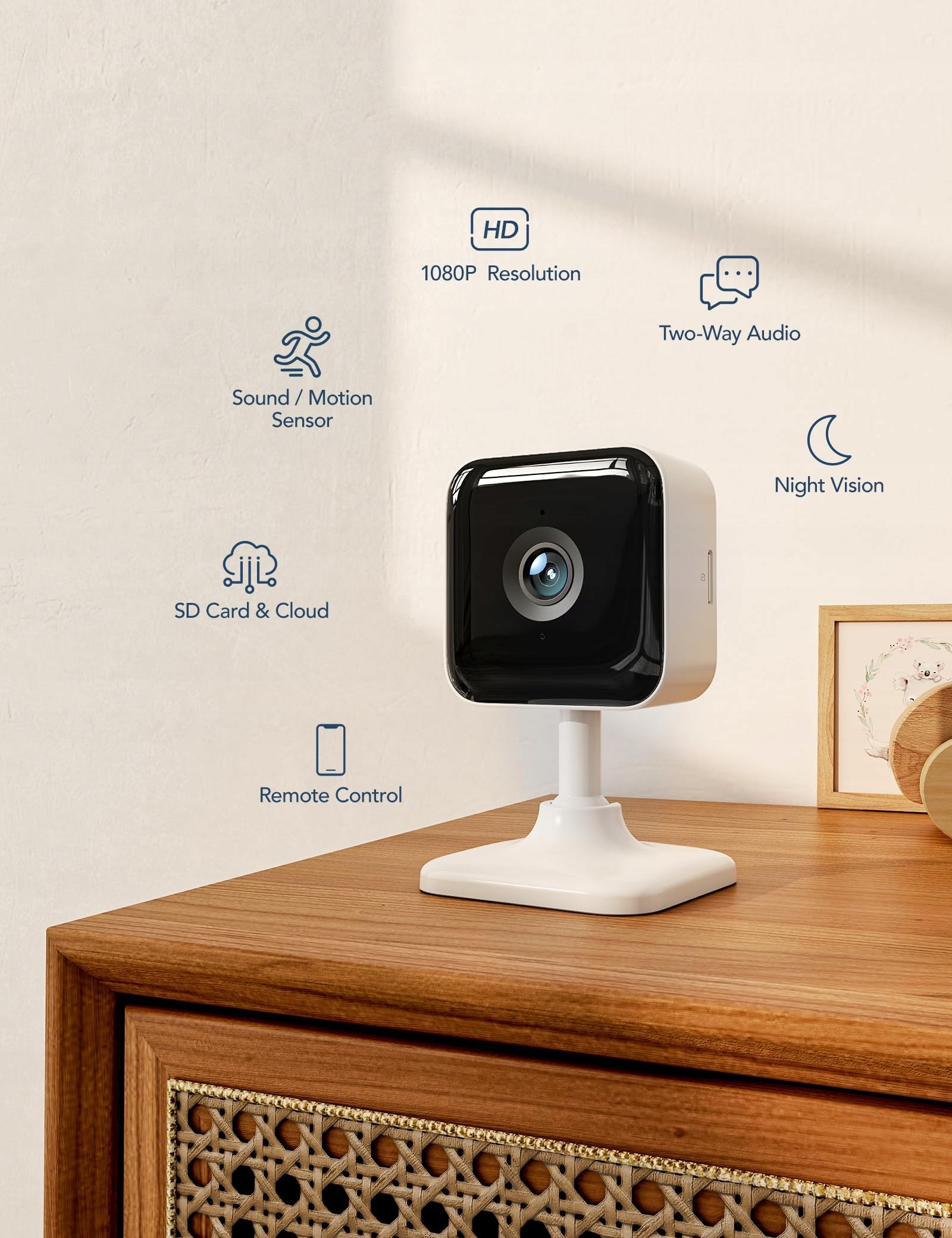 GNCC Baby Monitor Camera 1080P WiFi Nanny with App and Alexa