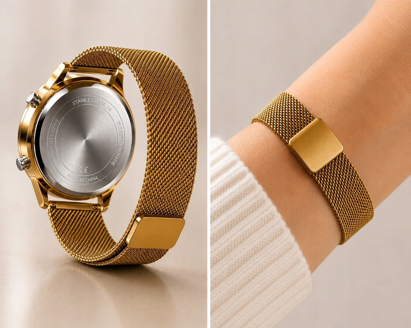 GOLD LED WATCH WOMEN'S MAGNETIC ELECTRONIC MESH FOR MOM'S DAY Gender woman