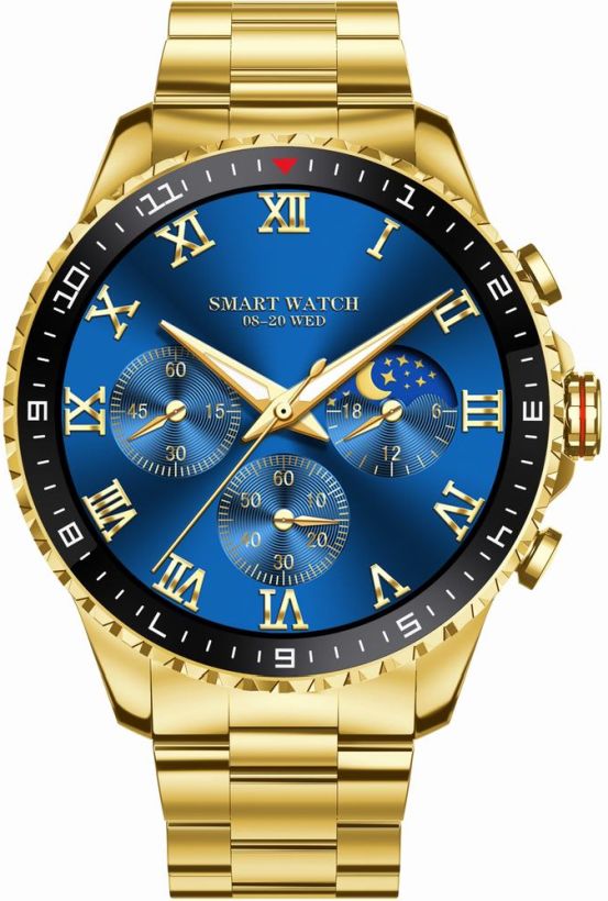 GOLD MALE SMARTWACH GRAVITY GT16-1 STEEL CONVERSATION PULSE STEPS MENU PL
