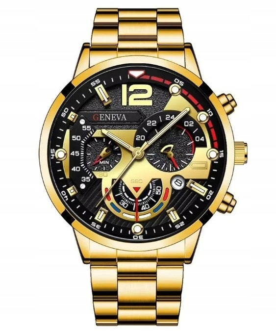 GOLD MEN'S WATCH, ELEGANT BRACELET