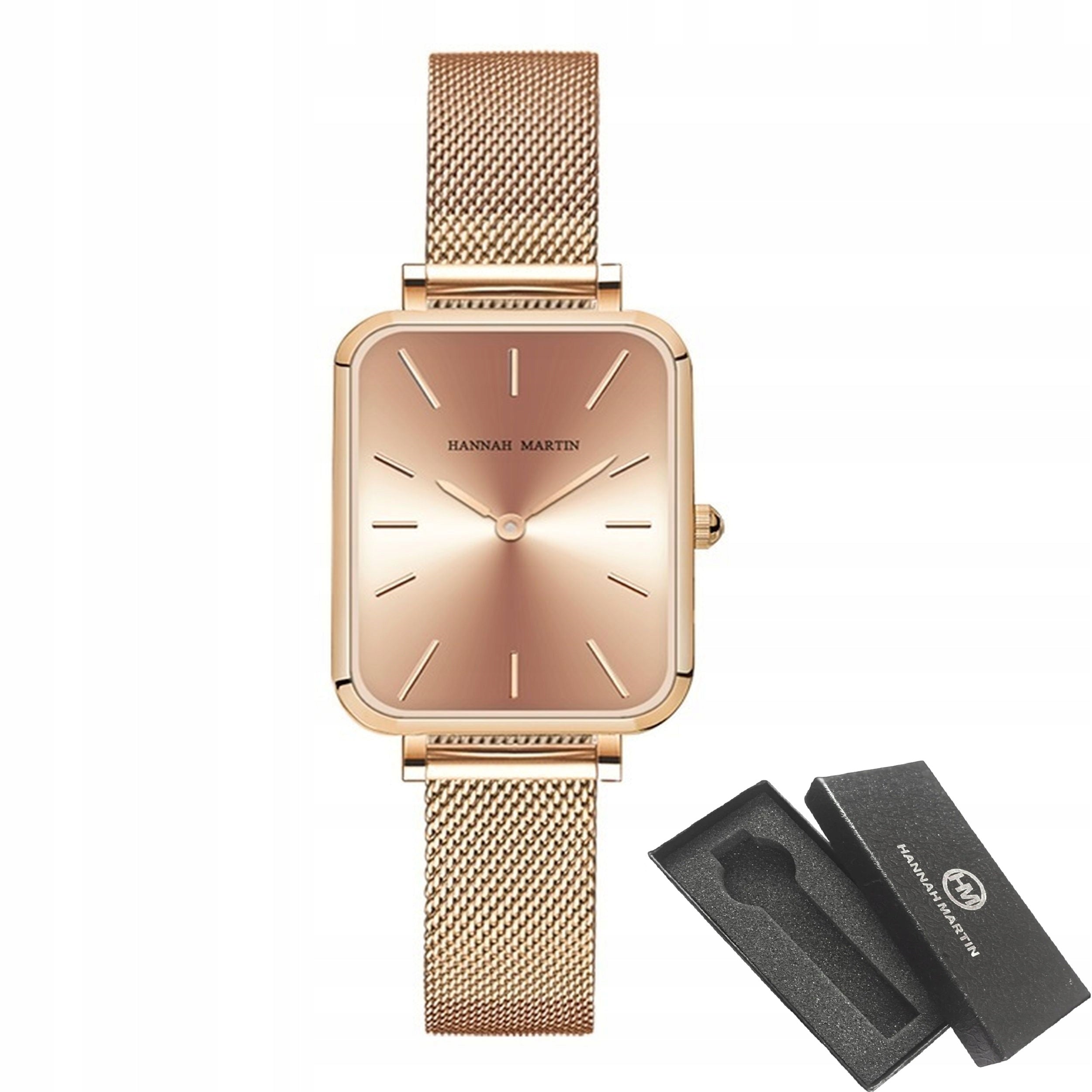 GOLD WOMEN'S WATCH ON BRACELET MESH HANNAH MARTIN ELEGANT ROSE GOLD
