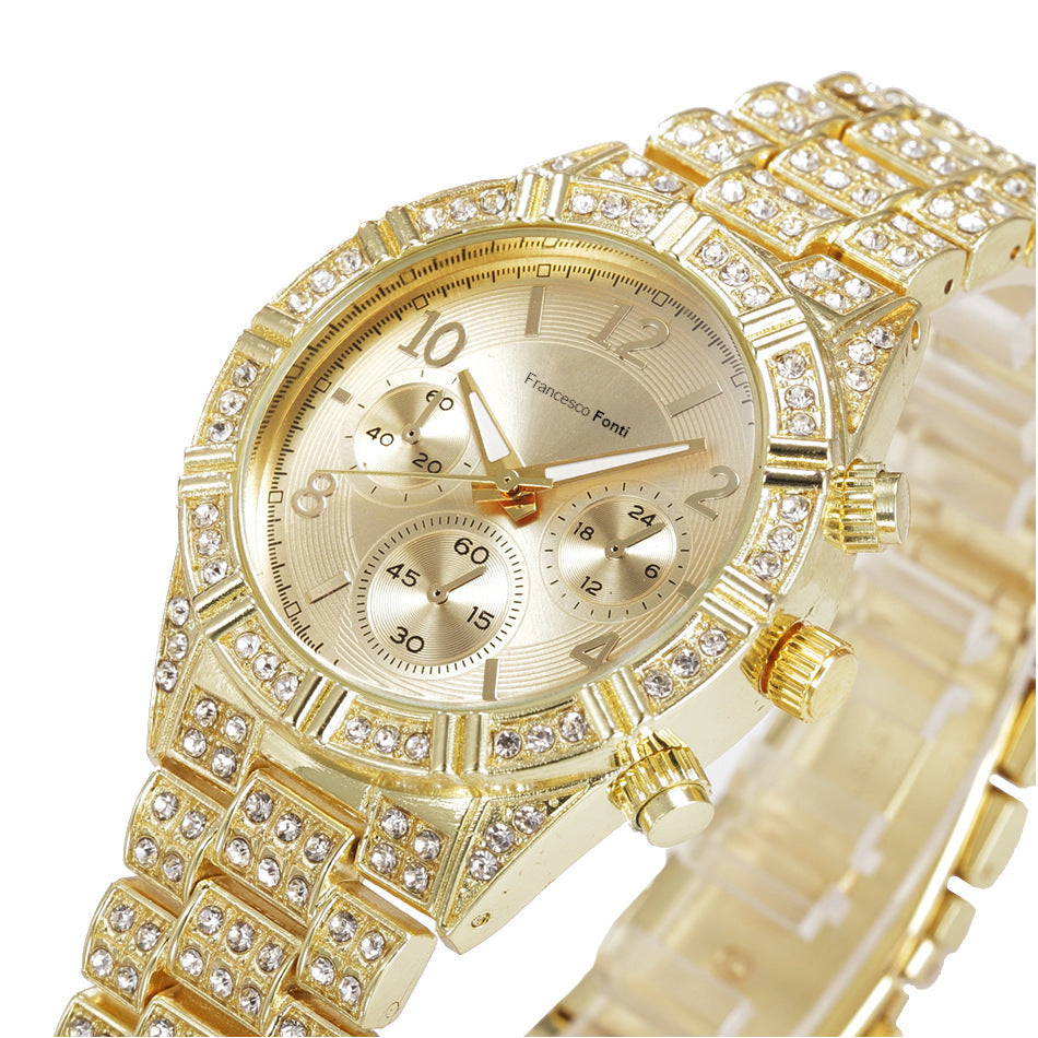 GOLD WOMEN'S WATCH WITH CRYSTALS ON BRACELET 585 AS A GIFT FOR WIFE